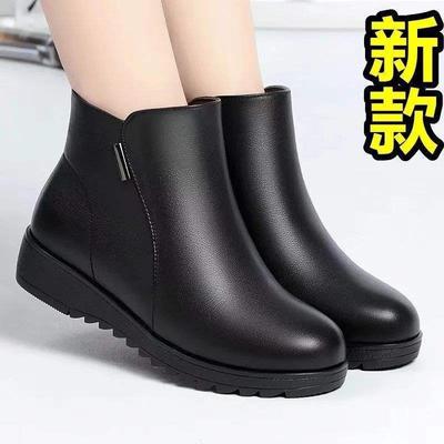 2025 туфли для мамы осень и зима новые флисовые утепленные кожаные туфли женские мягкая подошва нескользящие износостойкие для пожилых