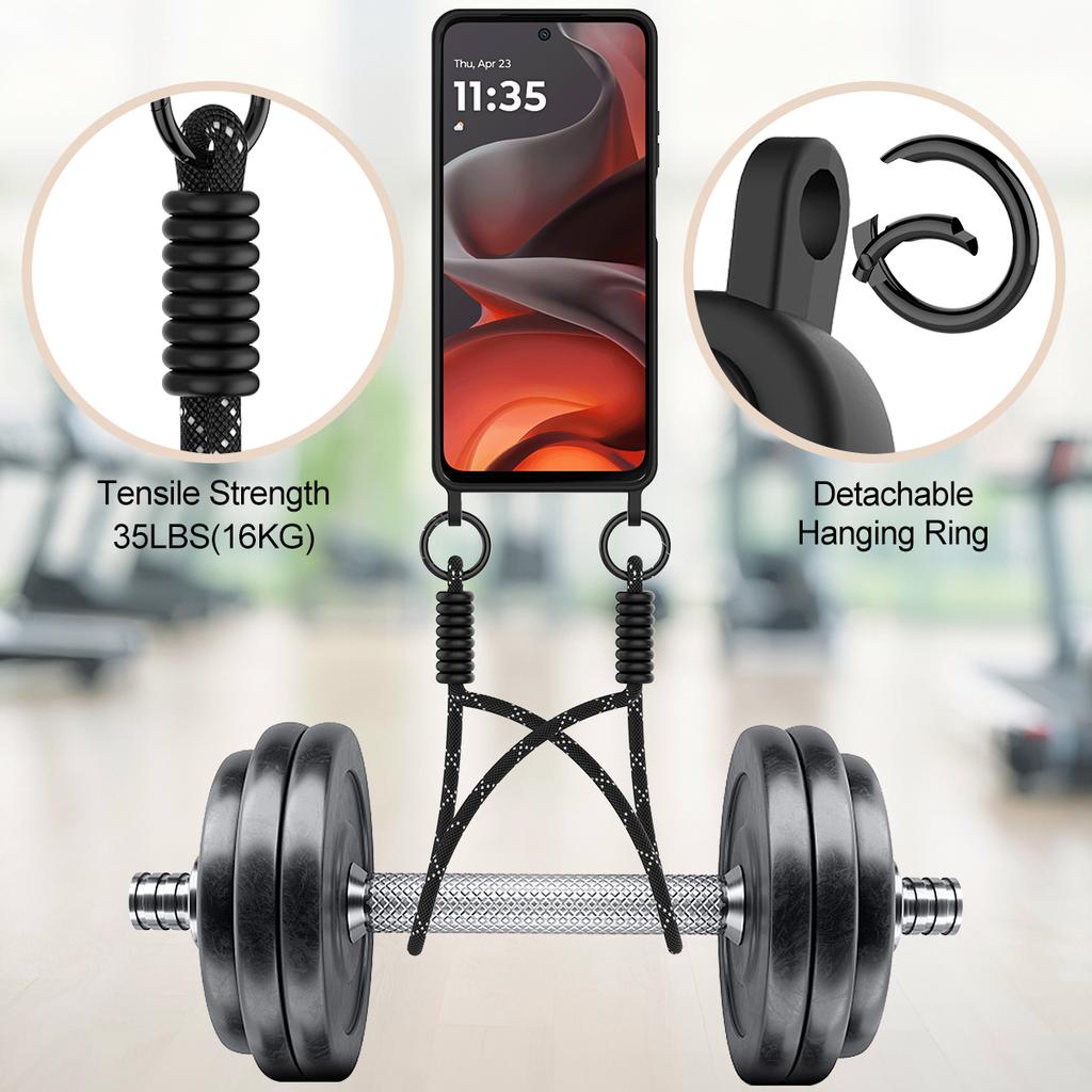 For Motorola Moto G15 Power 4G/G15 4G Liquid Silicone Case Phone Back Cover with Card Holder and Short Strap