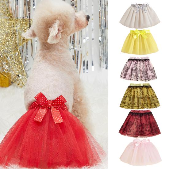 Pet Dress Super Soft Bow-knot Design Bright Color Easy-wearing Machine Washable Decorative Polyester