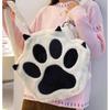 Paw Shape Cats Backpack Plush Large Capacity Embroidered Shoulder Bag Students