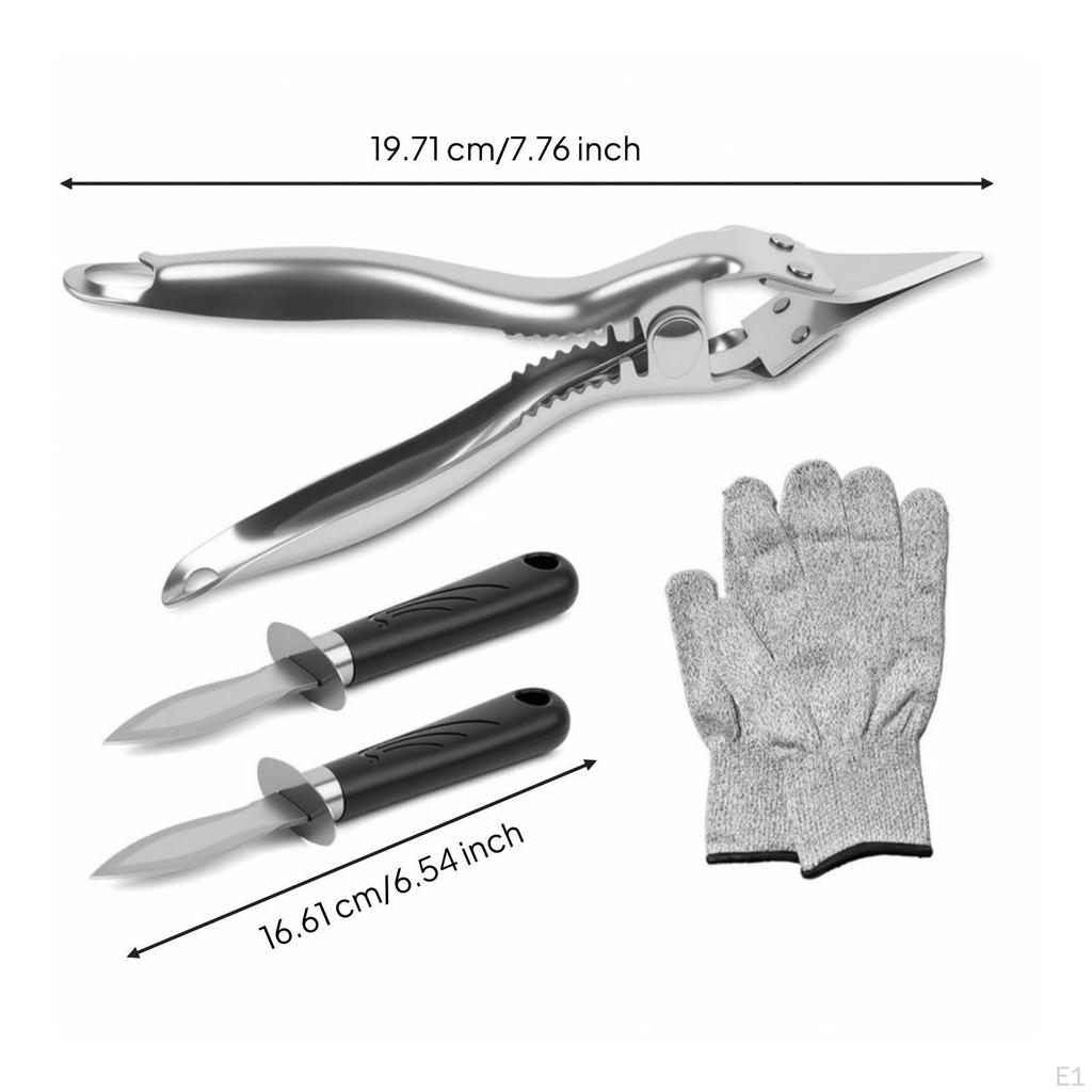 Oyster Shucking Kit Stainless Steel Knife with Gloves Dishwasher Cut Resistant for