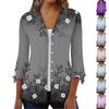 Women's Shirt Blouse Outerwear Print 3/4 Length Sleeve Casual Holiday Basic Button Tops