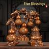 Украшение тыква «Пять благословений»: Процветающий Домашний Декор, Идеально подходит для Нового Дома, Гостиной, Прихожей, Винного Шкафа или в качестве Китайского Подарка на Новоселье.