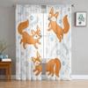 Cute Foxes Sheer Curtains For Living Room Kids Bedroom Tulle Curtains Kitchen Window Treatment Drapes