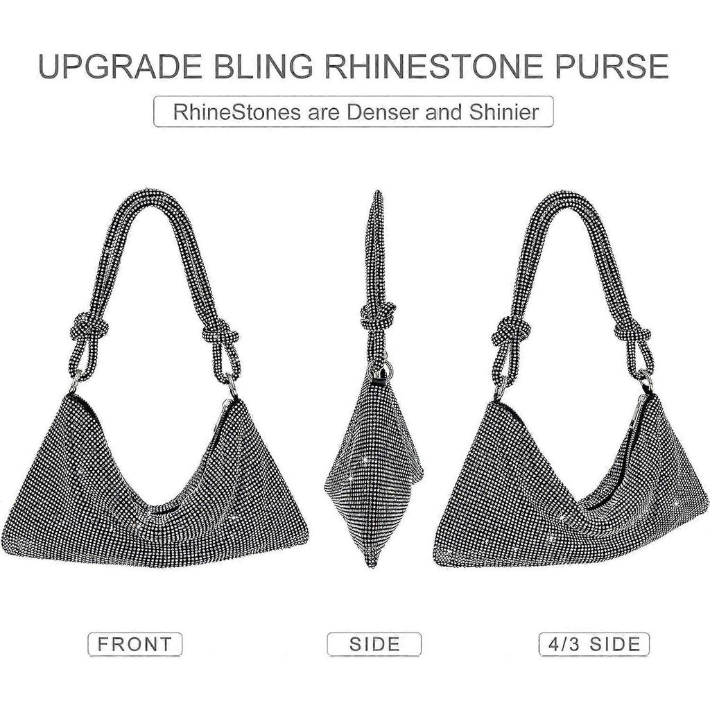 Rhinestone Purse Sparkly Evening bag Silver Diamond Clutch Purses for Women, Prom Rhinestone Handbag Hobo Bag