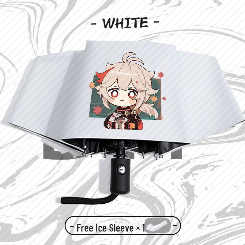 Зонт Genshin Impact Automatic складной с защитой от ультрафиолета для учеников начальной школы - устойчив к ветру, подходит для использования в солнечную и дождливую погоду