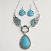 Chic European-American Turquoise Wing & Water Drop Necklace Earring Set