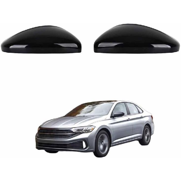 Right Passenger Side Mirror Cover Replacement Compatible With Volkswagen Jetta      2024 Rearview Mirror Cover Without Turn Signal (Black right)
