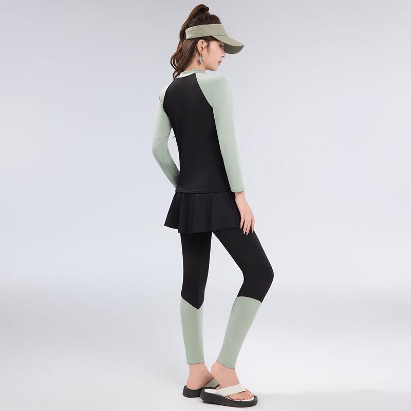 Pulian Women's Long-Sleeve Rash Guard Swimsuit