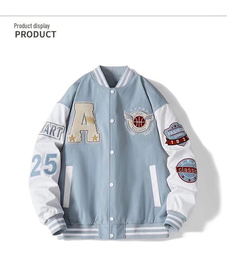 Вышитая бейсбольная куртка в стиле ретро американского колледжа для молодежи