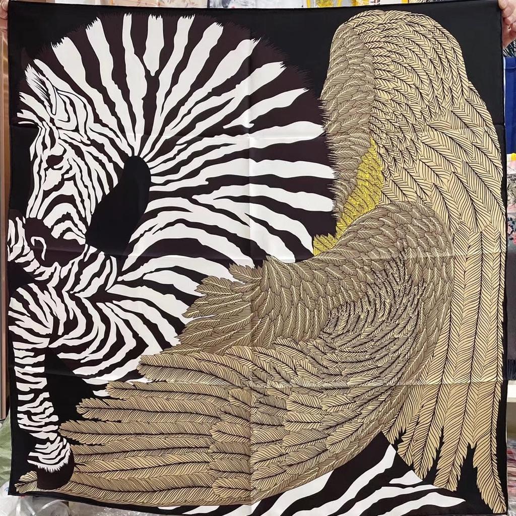 [Wings Pegasus] Kochi Commuter Smoke Powder/Zebra Pegasus~ Silk Twill Silk Women'S Silk Scarf Large Square Scarf Women