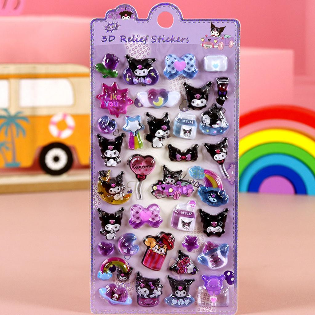 1/8 шт. 3D рельефные наклейки Sanrio Hello Kitty Kuromi Милые мультяшные хрустальные наклейки Ручная работа DIY Наклейки на руку Подарки