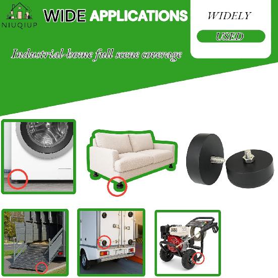 4 Pack 2.5" Heavy Duty Rubber Bumpers for Trailer Ramp Doors & Truck Cargo - Shock Absorbing Door Stops with Bolts/Nuts Kit, Universal Fit