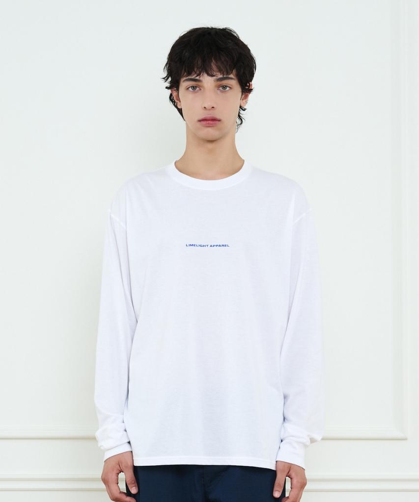 LIMELIGHT APPAREL Простая вышитая футболка с длинным рукавом (Белый/Синий)