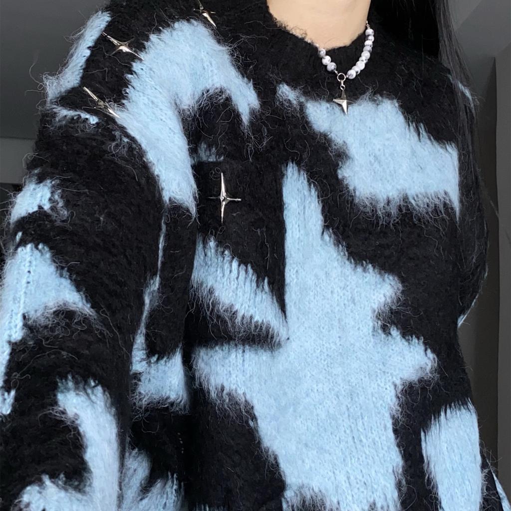 Ленивый ветер цветной свитер Collision женский осенне-зимний свободный круглый вырез пуловер вязаный свитер женский топы модный универсальный