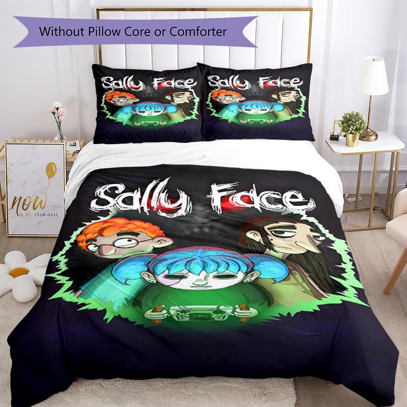 3pcs Sally Face Bedding Set Duvet Cover Closure Includes 1 Duvet Cover & 2 Pillowcases, Soft and Comfortable for All Seasons.