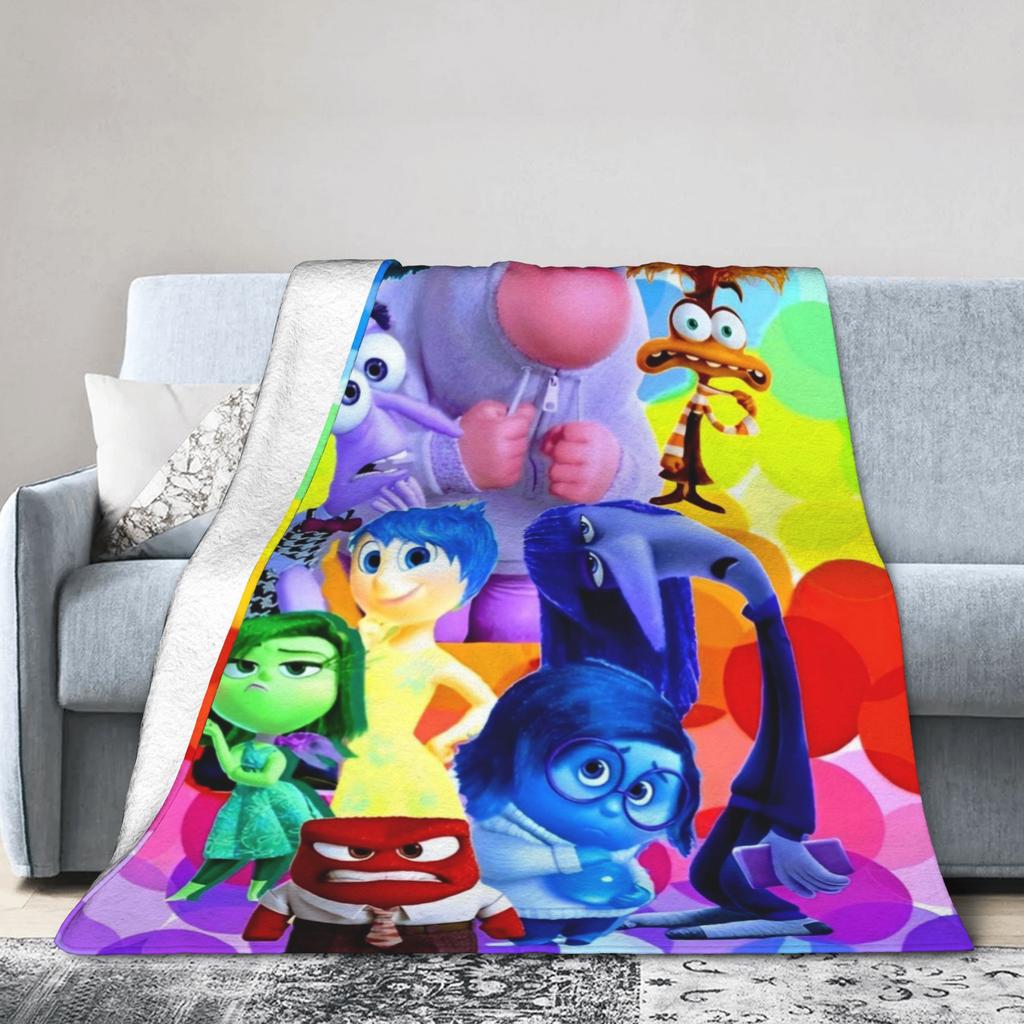 Inside Out Wool Blanket Cartoon Action Comedy Funny Throw Blankets for Sofa Bedding Lounge 125*100cm Rug Piece,