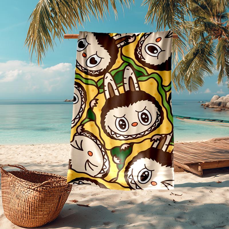 Ultra-Soft Beach Towel with Labubu Theme,Ideal for Pool - Camping, Diving - Perfect Travel Essential, Vibrant Beach Towel.