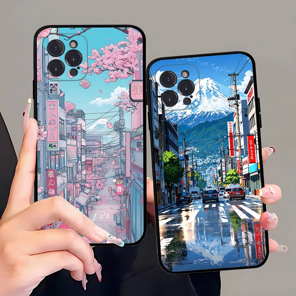 Японский пейзаж горы и волны Чехол для телефона Для iPhone 17 Pro Max Air Задняя крышка 16 15 14 13 12 11 Pro Max Чехол