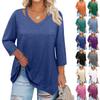 Женские однотонные топы больших размеров с вырезом в виде капли и рукавом 3/4, элегантные повседневные топы