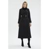 Chain And Belt Detailed Black Trench Coat 12615