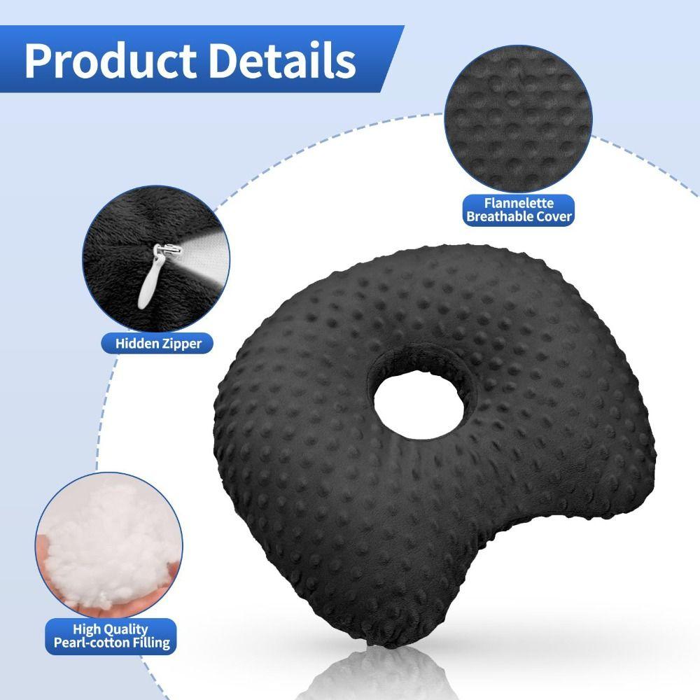 Breathable Curved Side Sleeping Pillow Cotton Filling Pillow with Ear Hole  for Ear Pain Relief