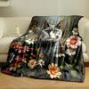 Cat in a Floral Wonderland print blanket soft and cozy perfect for the living room bed sofa or a nap,gift