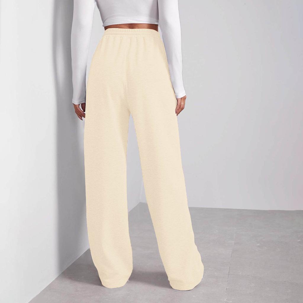 Women's Winter Sweatpants Solid Color Casual Pants Women's Fleece Sweatpants Wide Leg Straight Pants