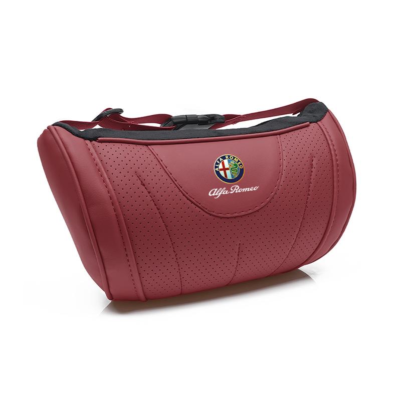 For Alfa Romeo High-end Leather Car Seat Headrest Memory Foam Comfort Neck Pillow For Alfa Romeo 4C 159 166 Spider Giulia Giulie
