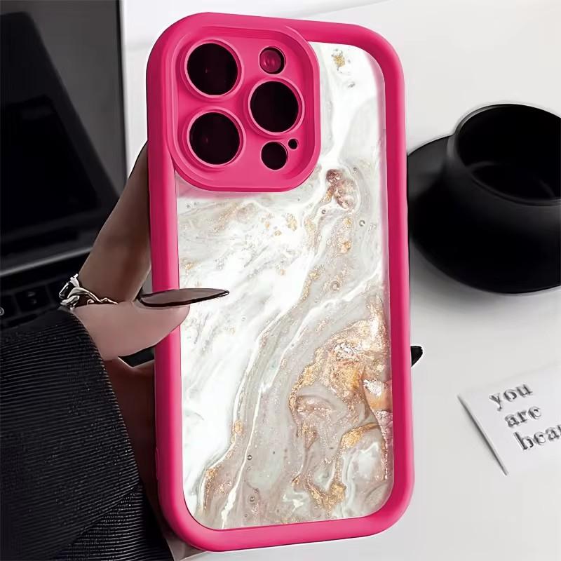 Чехол для телефона для iPhone 17 16 15 14 Pro Max Plus 13 12 11 Pro XR X XS 7 8 Plus SE2 17Air Масляная живопись Золотой Мрамор Ударопрочный Чехол