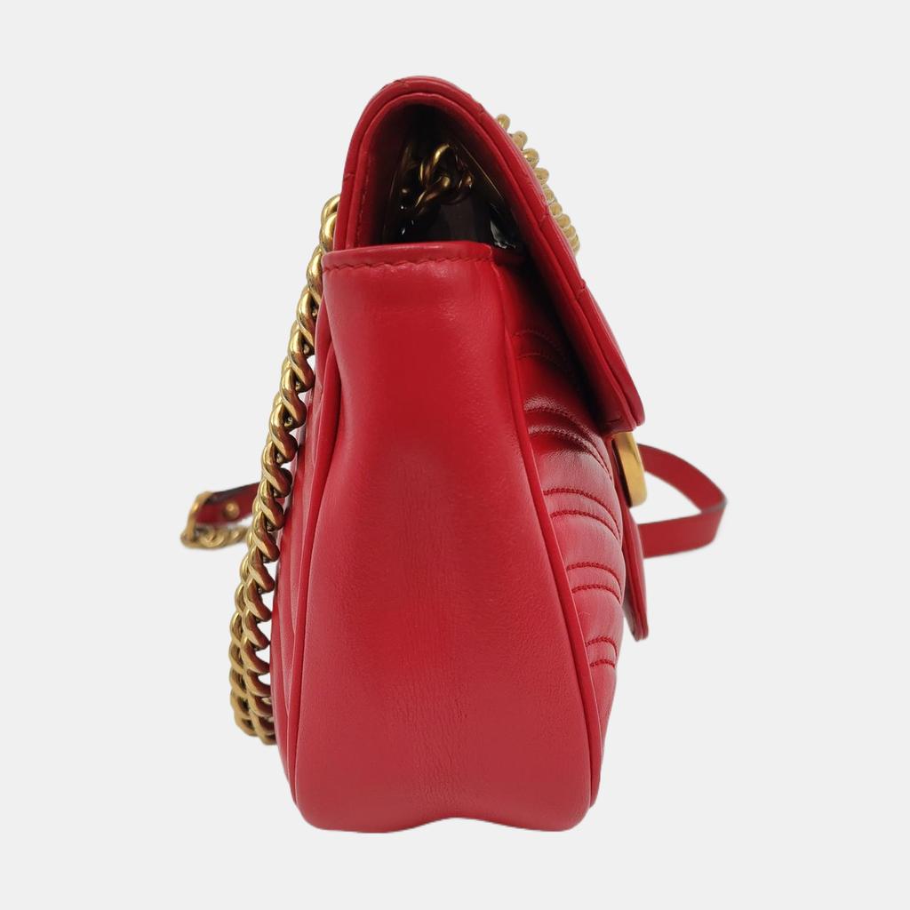 [Б/У] Сумка Gucci GG Marmont Small Matelassé на плечо 'Красная' - Очень хорошее состояние #Q733F4