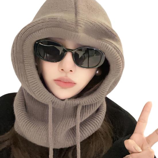 Women Winter Balaclava Hat Thick Warm Knitted Windproof Cycling Headwear Adjustable Full Protection Outdoor Travel Cold Weather Skiing Cap