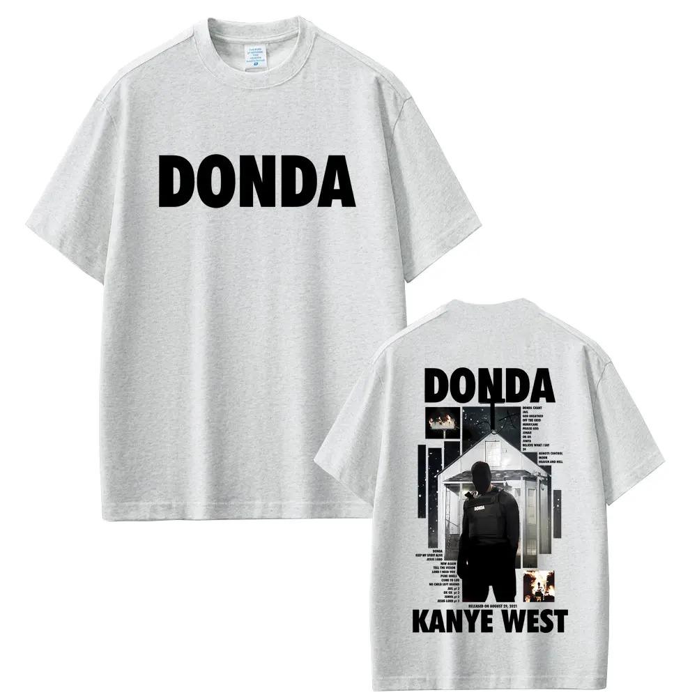 Канье Уэст Donda Двусторонняя футболка с принтом Унисекс Хип-Хоп Мода Поп-музыка Футболка Унисекс Ретро Хлопковый Топ Женские и Унисекс Футболки