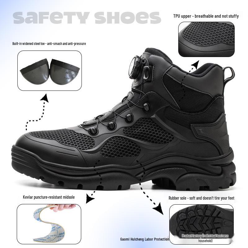 Рабочие ботинки SHEIN с высоким берцем и защитой от ударов: Легкий, Удобный, Складной, Защищенный от проколов.