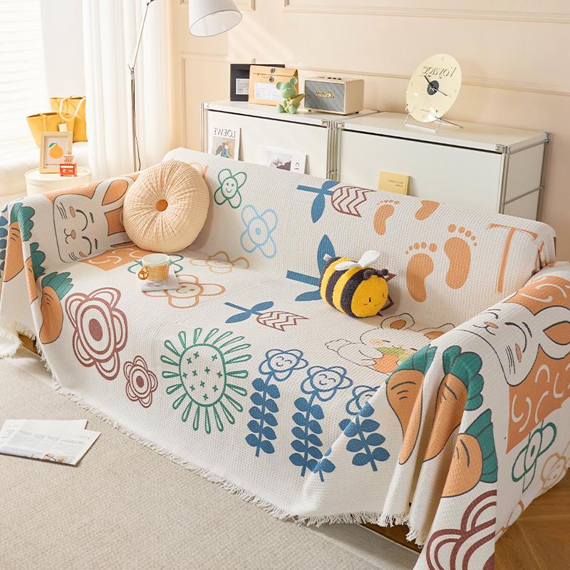 Полотенце для дивана с милым кроликом, полотенце для чехла на диван, ленивый чехол для дивана, защита от царапин от кошек, все включено, универсальная подушка для дивана на все сезоны