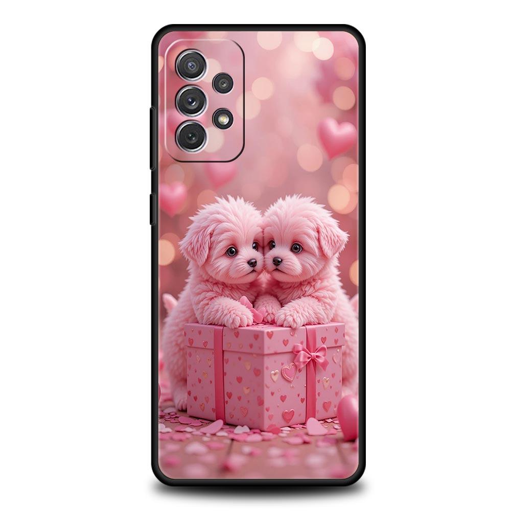 Милый чехол для телефона с маленькой собачкой для Samsung Galaxy A55 A35 A17 A07 A15 A13 A25 A51 A71 A72 A73 A32 A52 A52S A41 5G Мягкий чехол-сумка из ТПУ