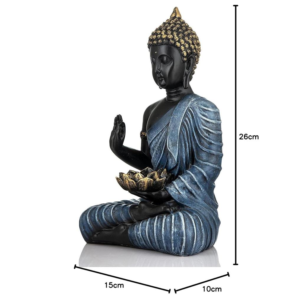 Последняя статуя сидящего Будды, экспонат, идол, предметы домашнего декора для гостиной и подарки (Голубовато-черный)