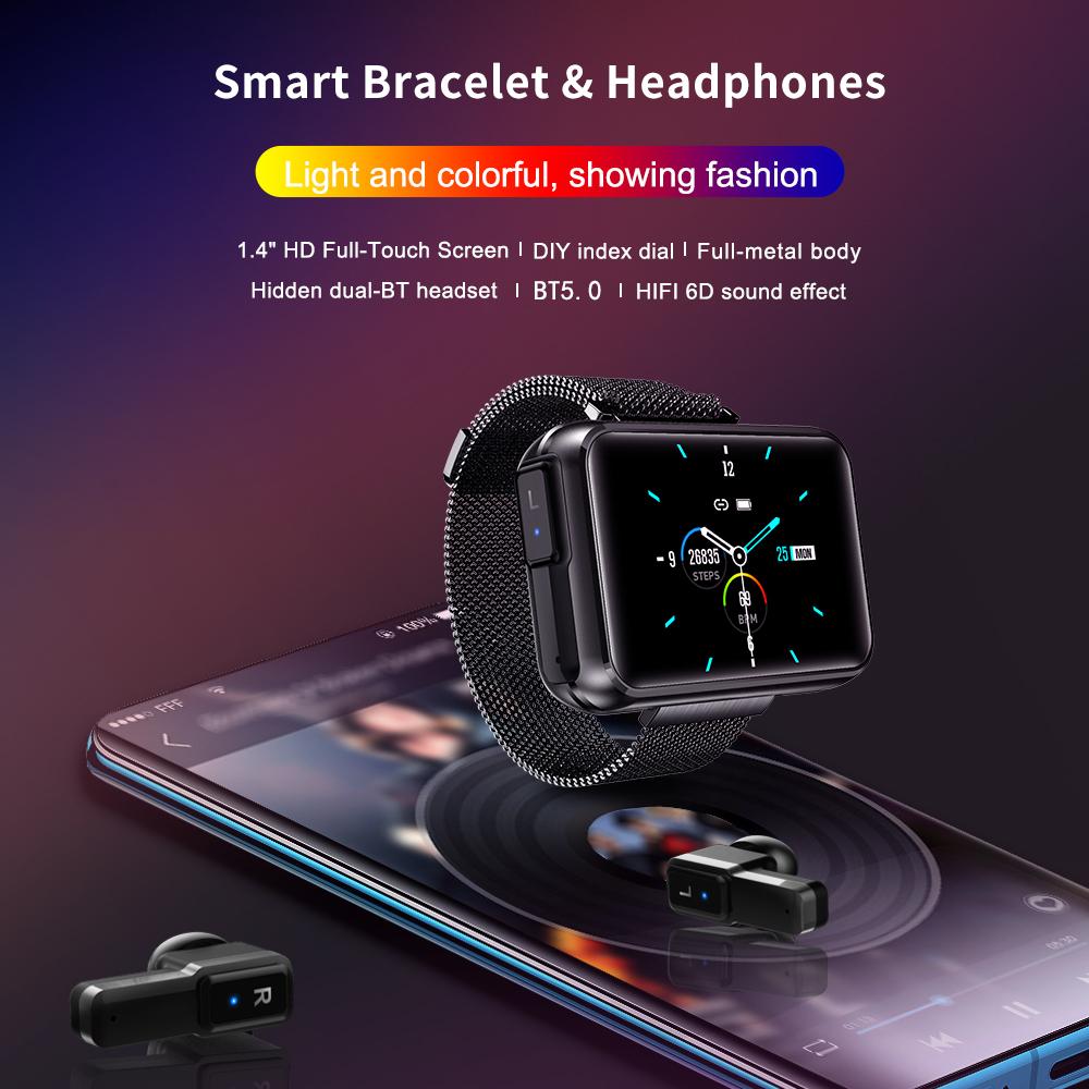 Умный браслет с беспроводными наушниками BT Earbud, часы 2 в 1, интеллектуальный браслет, музыка для сна