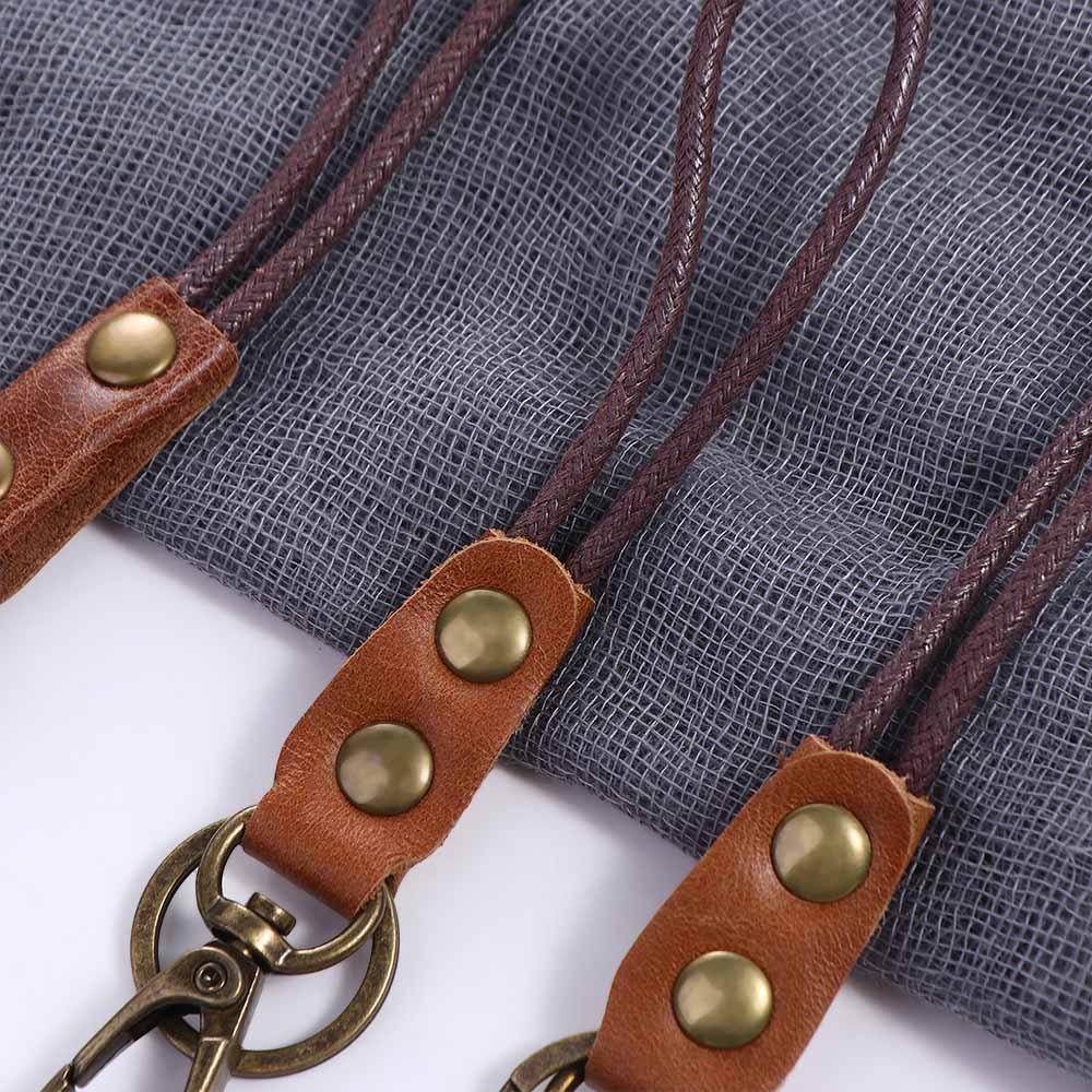 Кожаный держатель для бейджа из коровьей кожи Кожаный ремешок-шнурок Держатель для рабочей карты Телефонный ремешок на шею Ремешок на запястье