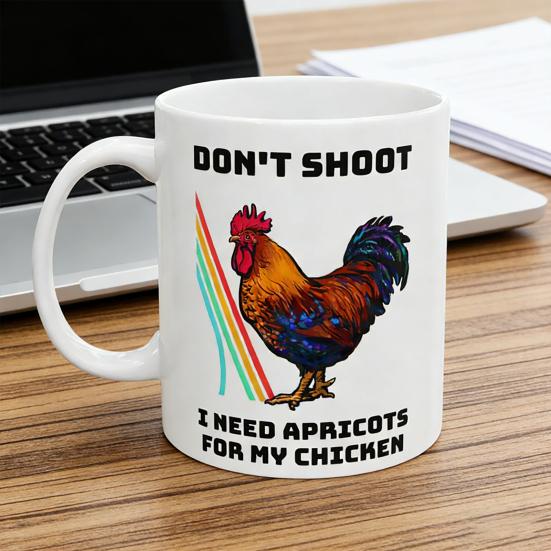 Забавная кружка с мемом про петуха "Не стреляйте, мне нужны абрикосы для моей курицы" Керамическая кофейная кружка для геймеров Подарок для стримеров и любителей мемов