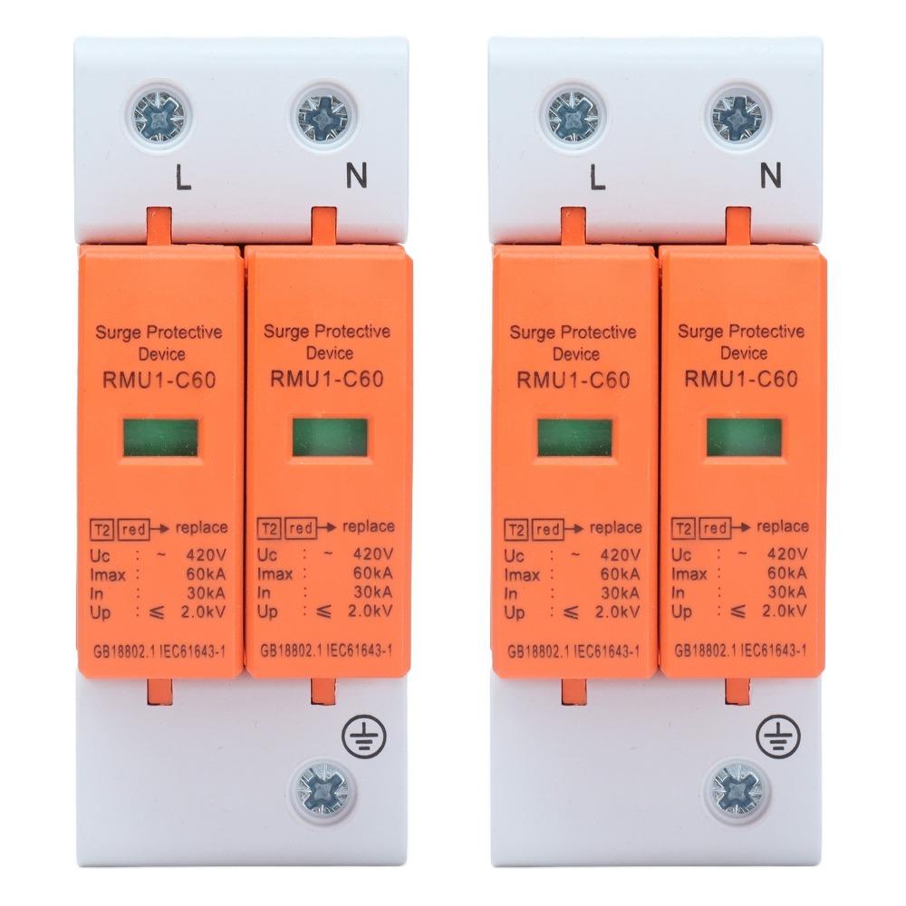 2 шт. Устройство защиты от перенапряжения RMU1‑C20/40/60 2P 420 В AC Устройство защиты от перенапряжения Устройство молниезащиты Электрические цепи