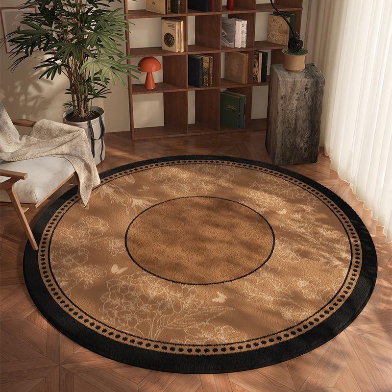 Modern Black Brown Checkerboard Round Rug Soft Non Slip Carpet for Living Room Bedroom Home Decor Floor Mat