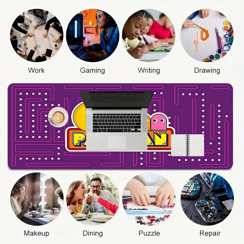 1Pc Pacman Adventure Gaming Mouse Pad Keyboard Desk Mat Non-slip Rubber Lock Edge Waterproof Computer Mousepad for Office Home Decor Y1572