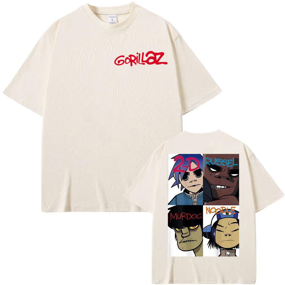 Группа Gorillaz Лица Арт Графические Футболки Мужские Женские Одежда Ретро Уличная Высококачественные Футболки Мода Комфорт Хип-Хоп Футболка