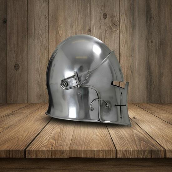 Medieval Barbute Helmet : fully wearable helmet for Role Play with Free Display Stand