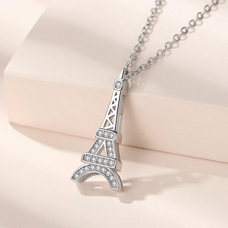 Color Mini Paris Tower Diamond European American Stylish Stylish Necklaces Romantic Love Creative Tone NecklaceFashion Pendant