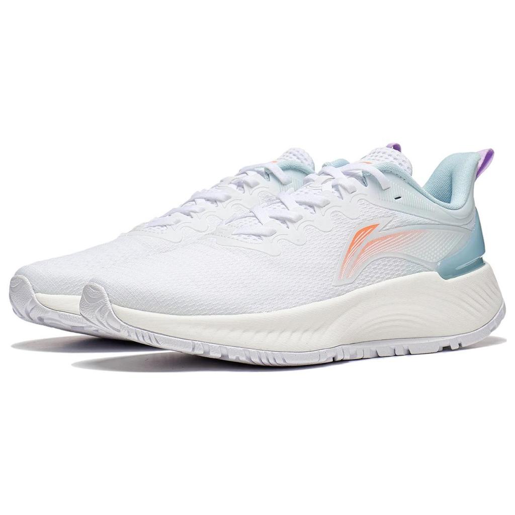 Li Ning Element Comfortable Casual Non-Slip Wear-Resistant Breathable Low-Top Running Shoes Women Sneaker White Blue ARHT006-11