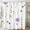 Colored Shower Curtain Plastic Hooks Modern Abstract Floral Design Chic Bathroom Decor