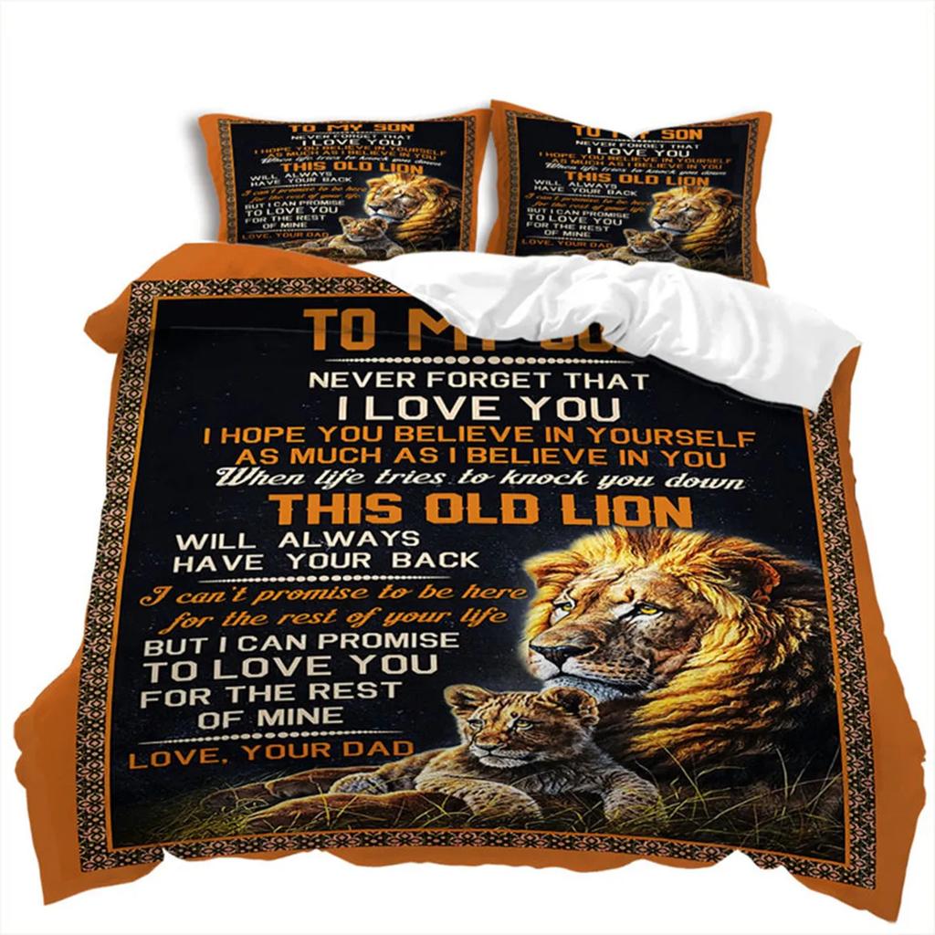 Letter Duvet Cover Abstract Word Print Wild Animal Theme The Meaningful Gift for Family and Friend Bedroom Decoration Queen Size