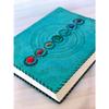 Журнал Fat Leather на 600 страниц, большой, из семи камней, кожаный блокнот, журнал, пустая книга ручной работы, альбом для рисования, повседневное использование (Линованные страницы, бирюзовый цвет)